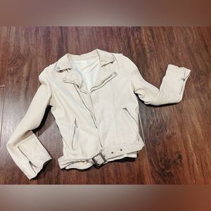 White Lamb Leather Motorcycle Biker Jacket